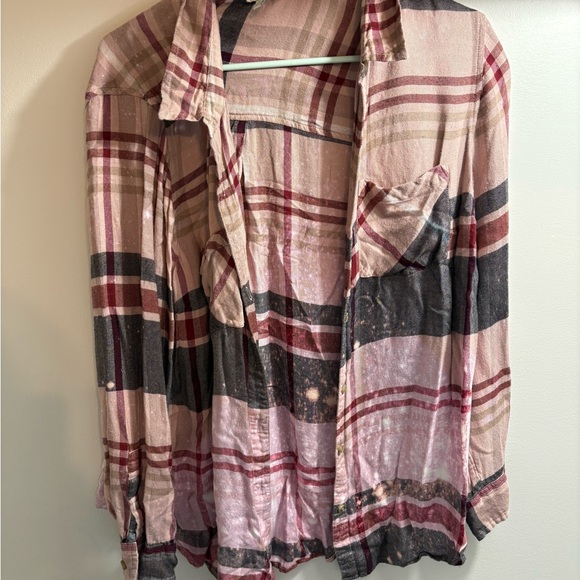 Lucky Brand Multicolor Bleached Plaid Shirt - Picture 1 of 2